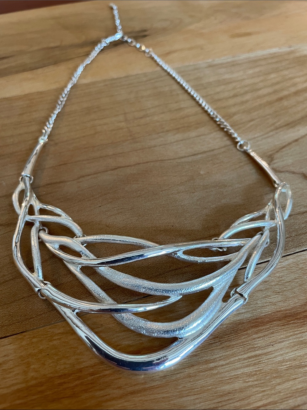 Women's Silver Wave Layered Necklace